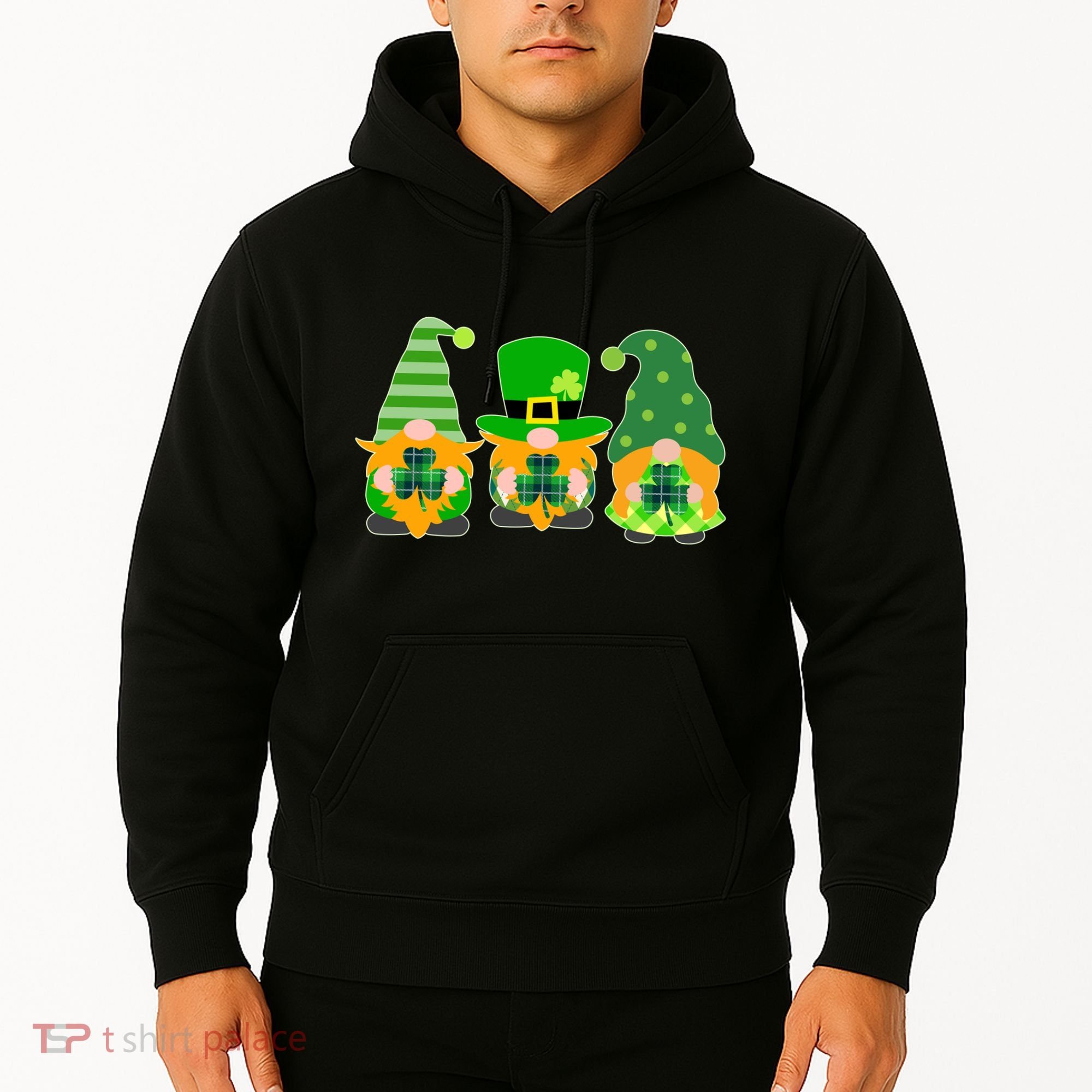 Cute St Patrick's Day Shamrock Gnomes Multi Patterns Hoodie