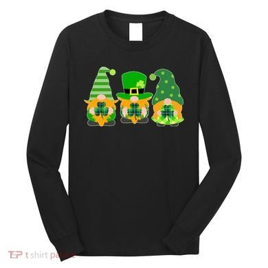 Cute St Patrick's Day Shamrock Gnomes Multi Patterns Long Sleeve Shirt