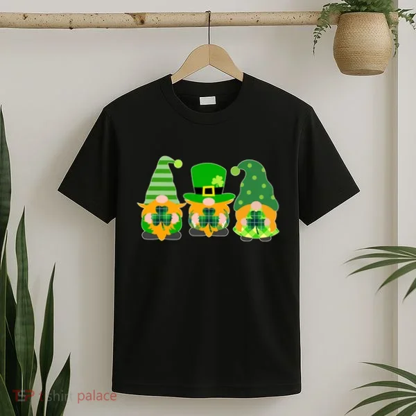 Cute St Patrick's Day Shamrock Gnomes Multi Patterns T-Shirt