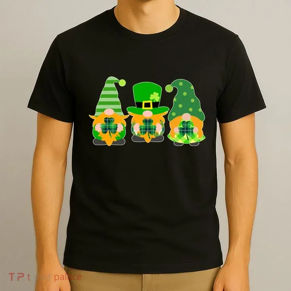 Cute St Patrick's Day Shamrock Gnomes Multi Patterns T-Shirt