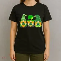 Cute St Patrick's Day Shamrock Gnomes Multi Patterns T-Shirt thumb 4