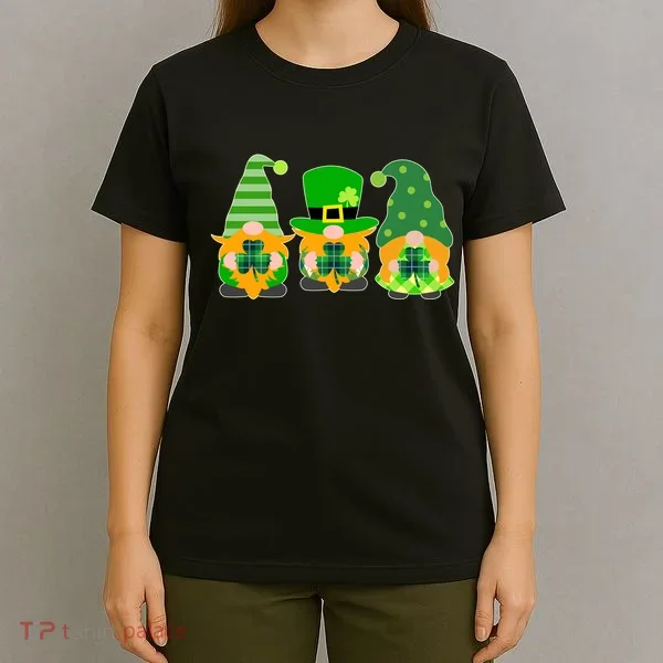 Cute St Patrick's Day Shamrock Gnomes Multi Patterns T-Shirt