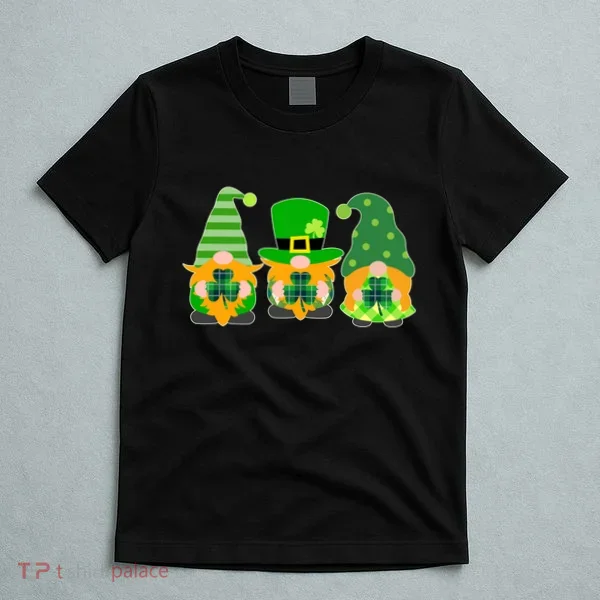 Cute St Patrick's Day Shamrock Gnomes Multi Patterns T-Shirt