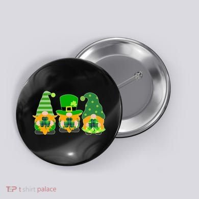 Cute St Patrick's Day Shamrock Gnomes Multi Patterns Button
