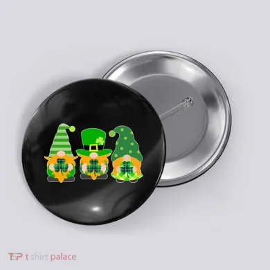 Cute St Patrick's Day Shamrock Gnomes Multi Patterns Button