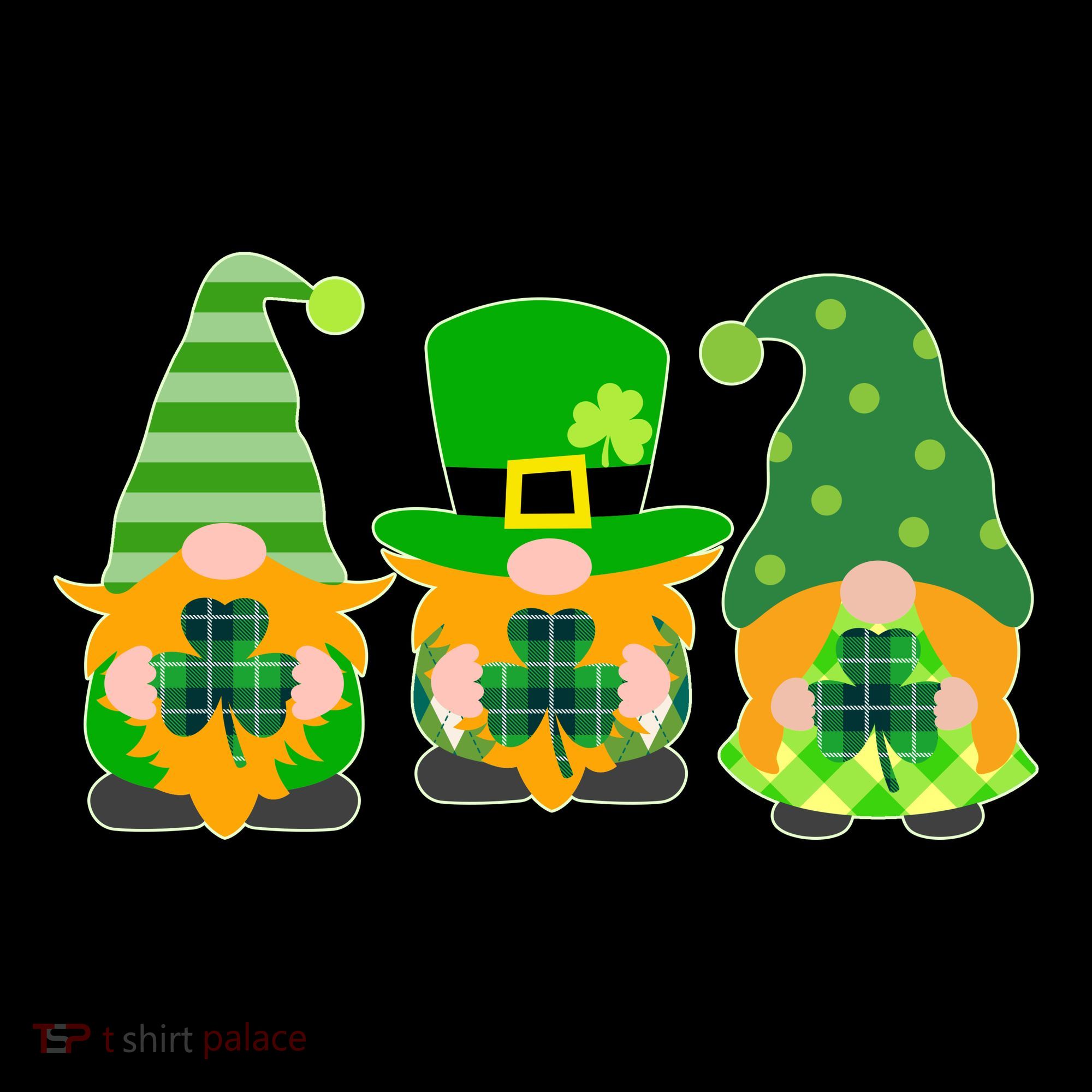 Cute St Patrick's Day Shamrock Gnomes Multi Patterns Button