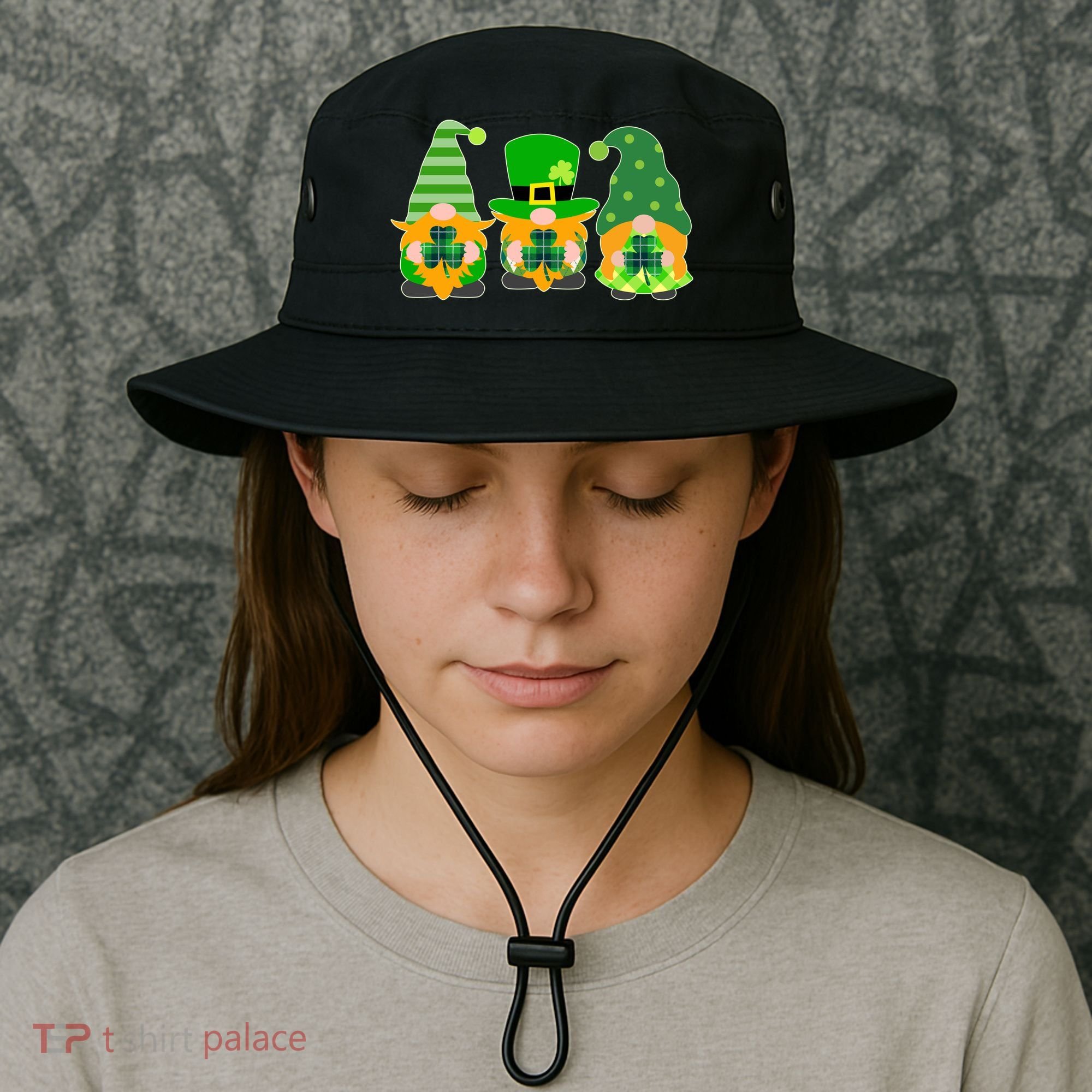 Cute St Patrick's Day Shamrock Gnomes Multi Patterns Bucket Hat