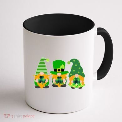 Cute St Patrick's Day Shamrock Gnomes Multi Patterns Coffee Mug back