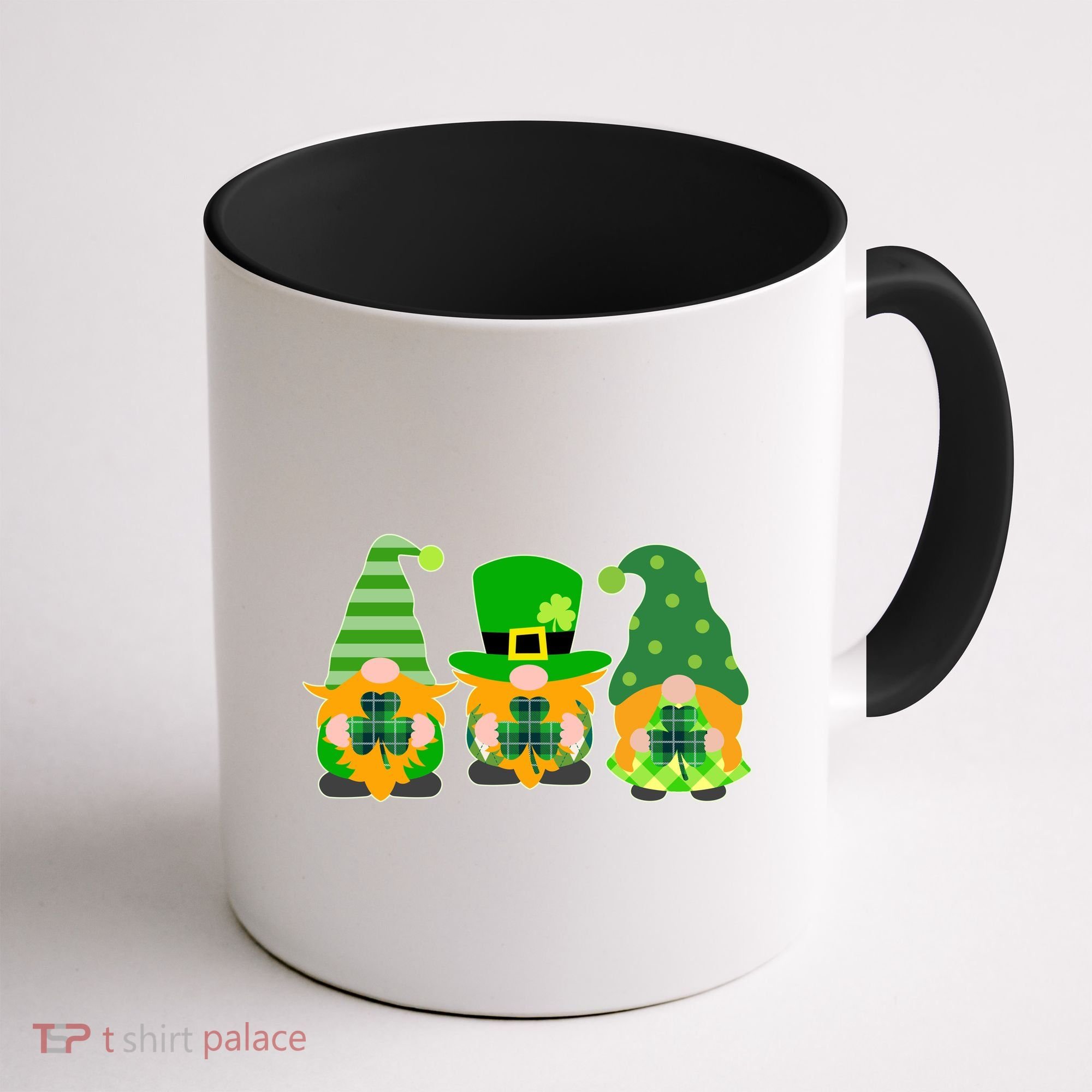 Cute St Patrick's Day Shamrock Gnomes Multi Patterns Coffee Mug