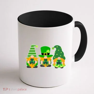 Cute St Patrick's Day Shamrock Gnomes Multi Patterns Coffee Mug back