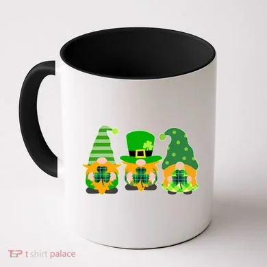 Cute St Patrick's Day Shamrock Gnomes Multi Patterns Coffee Mug