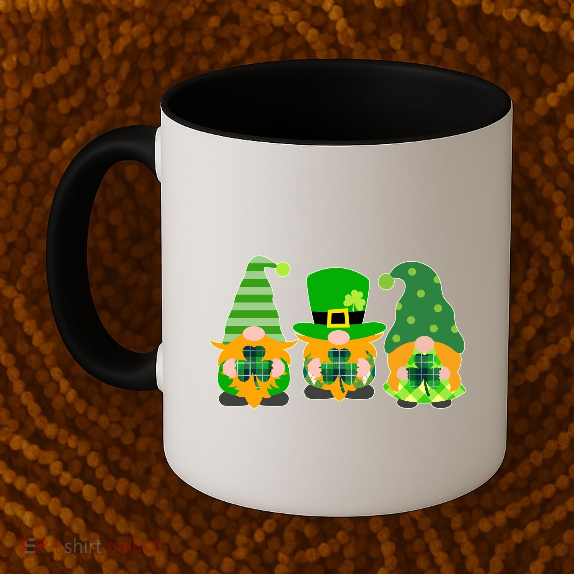 Cute St Patrick's Day Shamrock Gnomes Multi Patterns Coffee Mug
