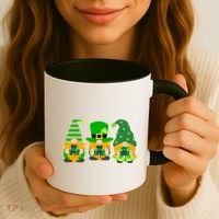Cute St Patrick's Day Shamrock Gnomes Multi Patterns Coffee Mug thumb 3
