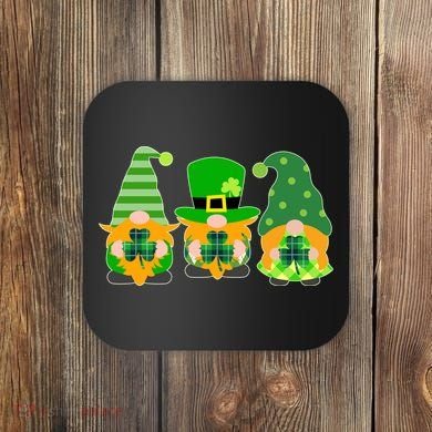 Cute St Patrick's Day Shamrock Gnomes Multi Patterns Coaster