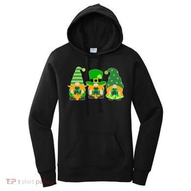 Cute St Patrick's Day Shamrock Gnomes Multi Patterns Women's Hoodie