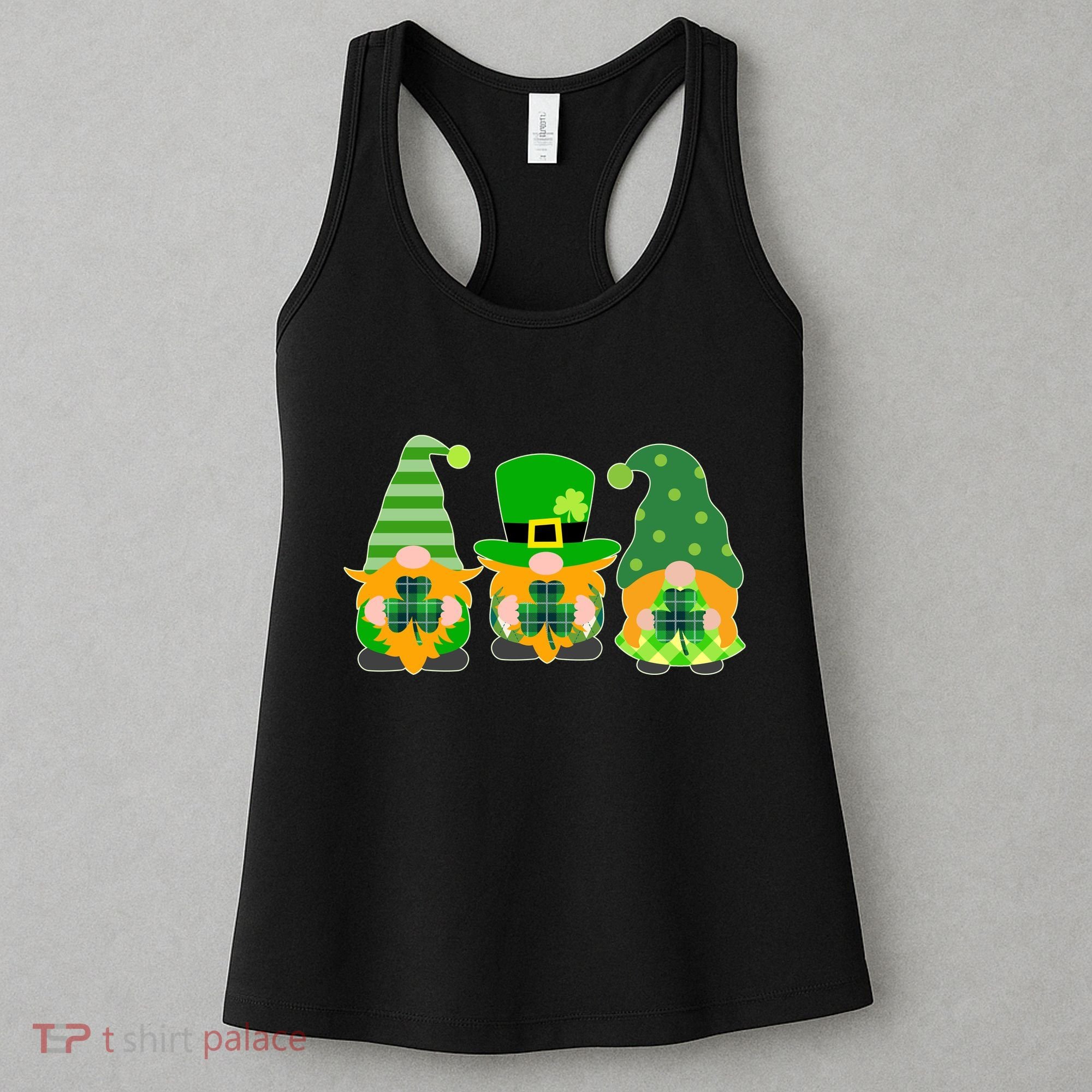 Cute St Patrick's Day Shamrock Gnomes Multi Patterns Women's Tank Top