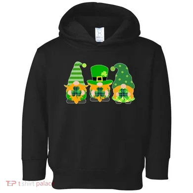 Cute St Patrick's Day Shamrock Gnomes Multi Patterns Toddler Hoodie
