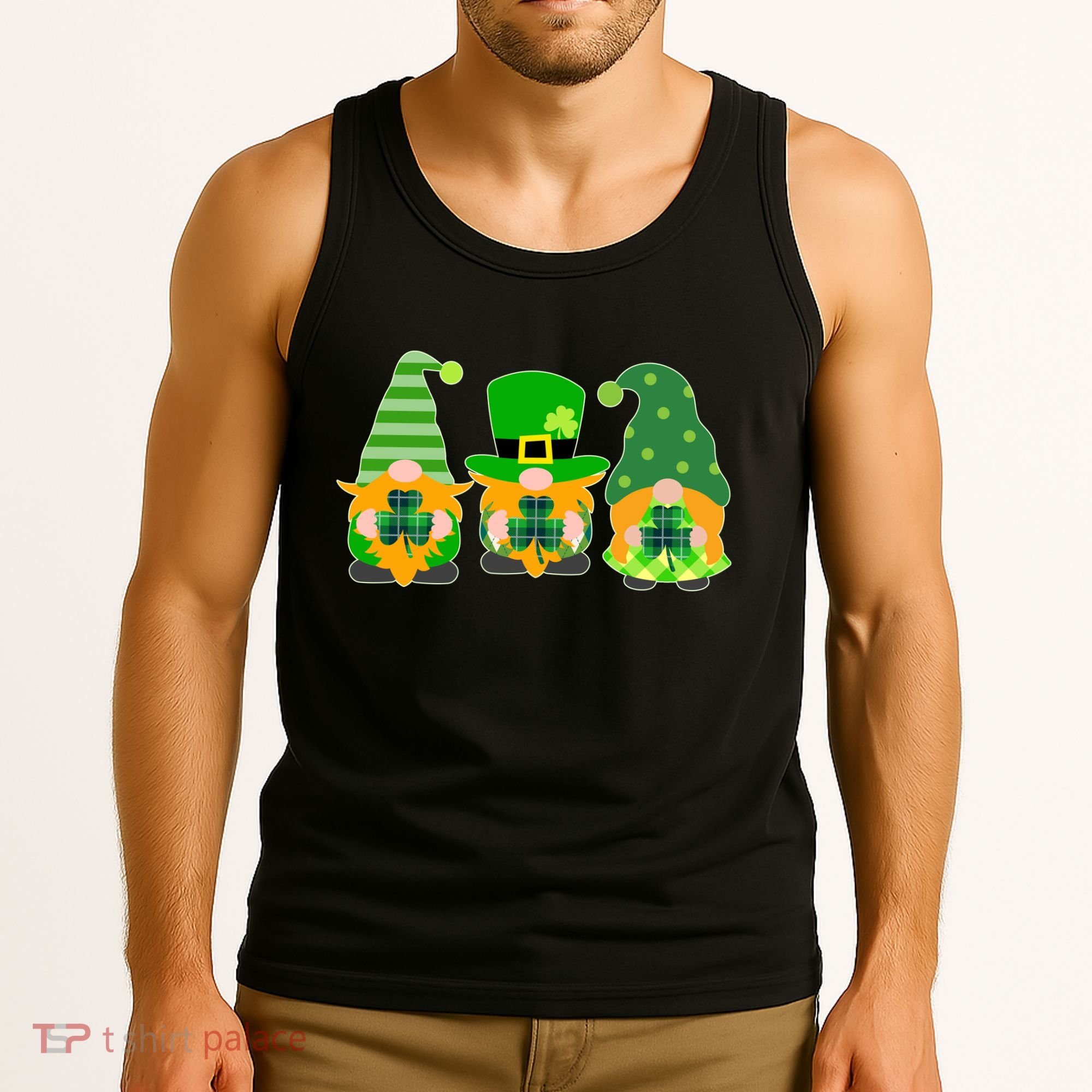 Cute St Patrick's Day Shamrock Gnomes Multi Patterns Tank Top