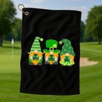 Cute St Patrick's Day Shamrock Gnomes Multi Patterns Golf Towel thumb 1