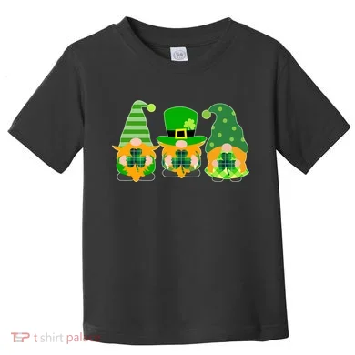 Cute St Patrick's Day Shamrock Gnomes Multi Patterns Toddler T-Shirt