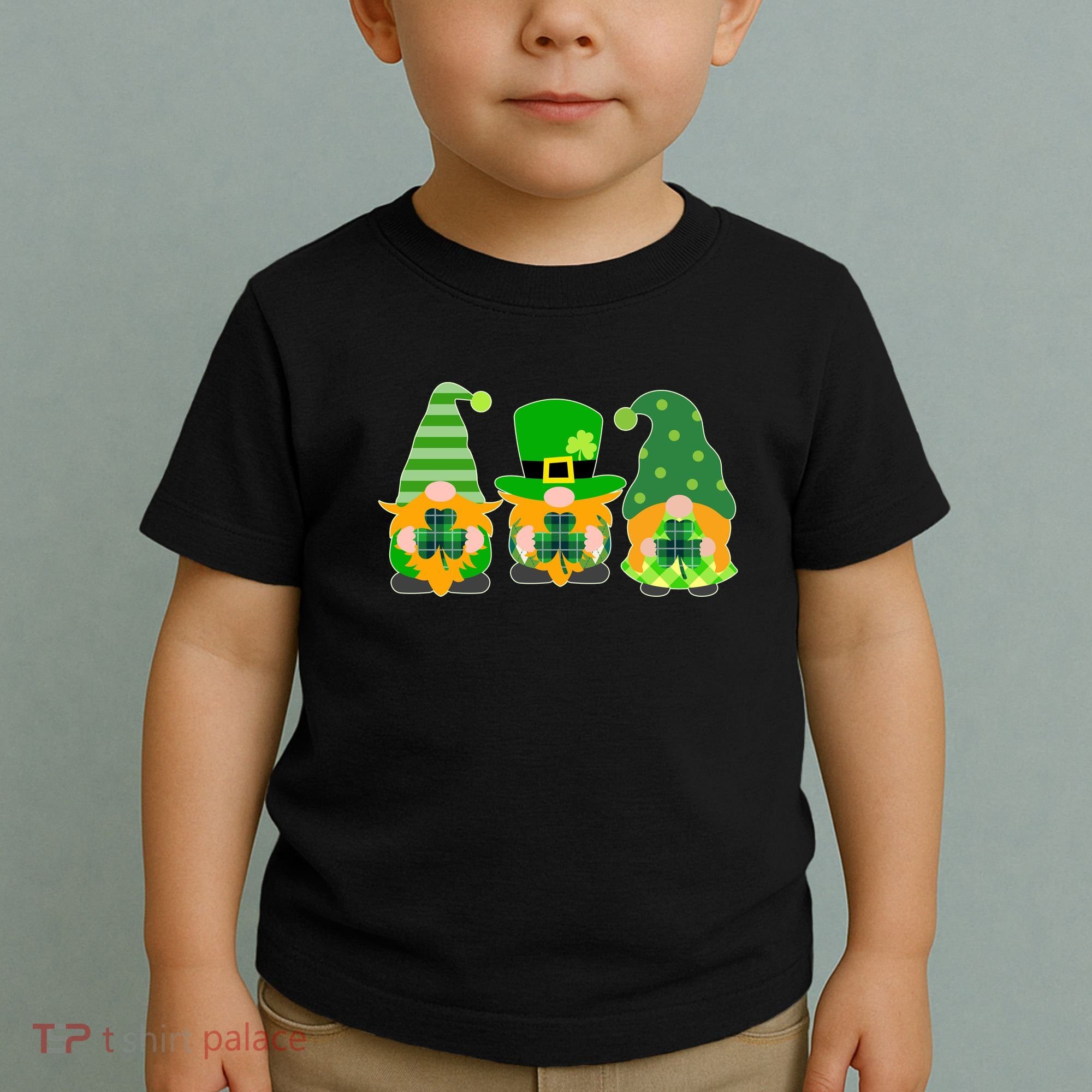 Cute St Patrick's Day Shamrock Gnomes Multi Patterns Toddler T-Shirt