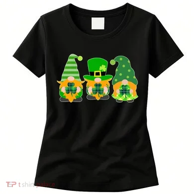 Cute St Patrick's Day Shamrock Gnomes Multi Patterns Women's T-Shirt