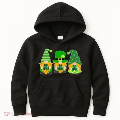 Cute St Patrick's Day Shamrock Gnomes Multi Patterns Kids Hoodie