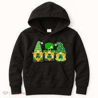 Cute St Patrick's Day Shamrock Gnomes Multi Patterns Kids Hoodie thumb 0