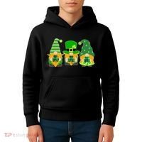 Cute St Patrick's Day Shamrock Gnomes Multi Patterns Kids Hoodie thumb 4