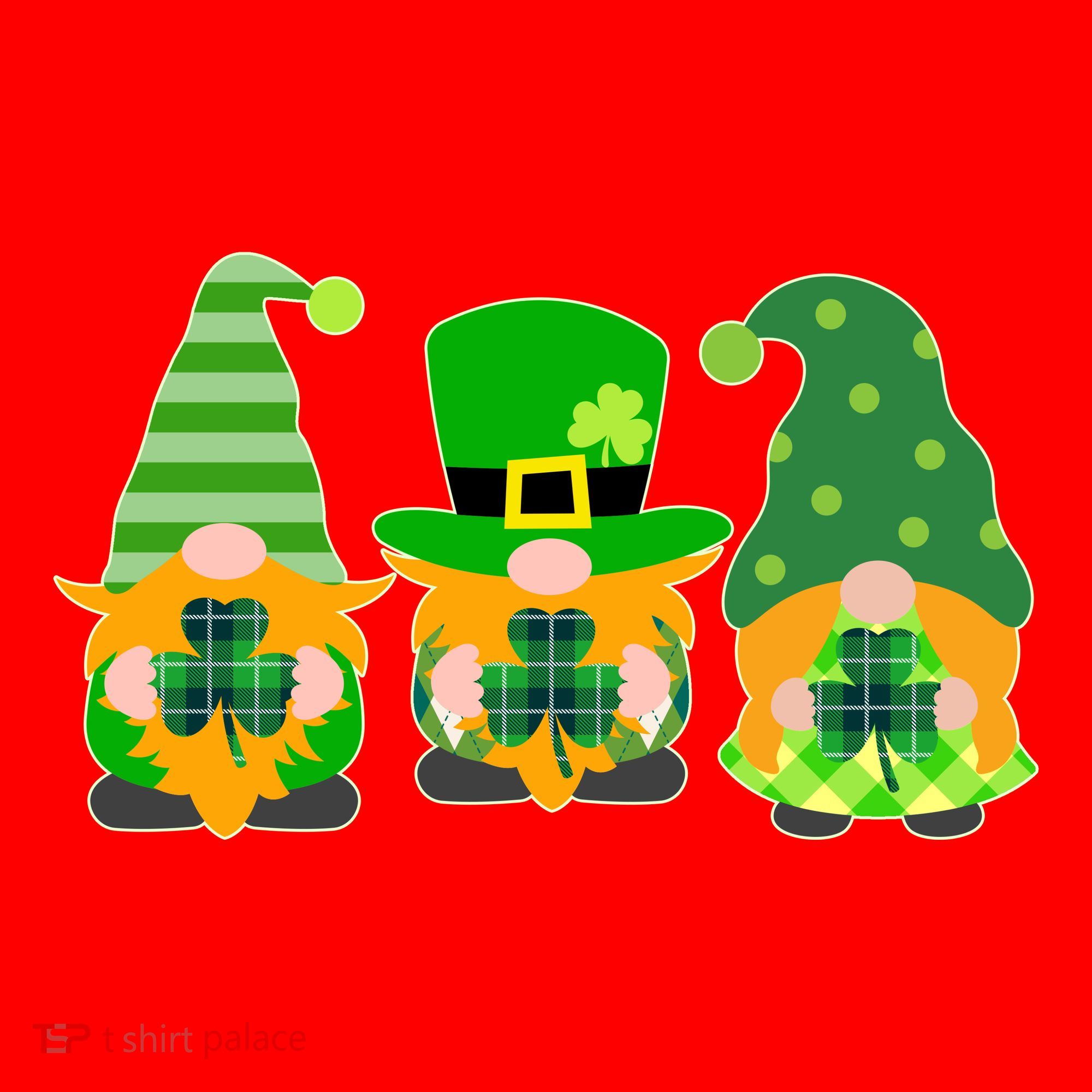 Cute St Patrick's Day Shamrock Gnomes Multi Patterns Santa Hat
