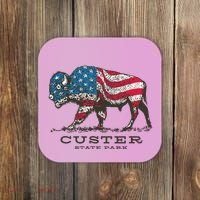 Custer State Park South Dakota Buffalo Roundup Patriotic Coaster thumb 0