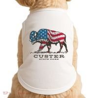 Custer State Park South Dakota Buffalo Roundup Patriotic Doggie Tank thumb 0