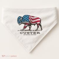 Custer State Park South Dakota Buffalo Roundup Patriotic USA-Made Doggie Bandana thumb 0