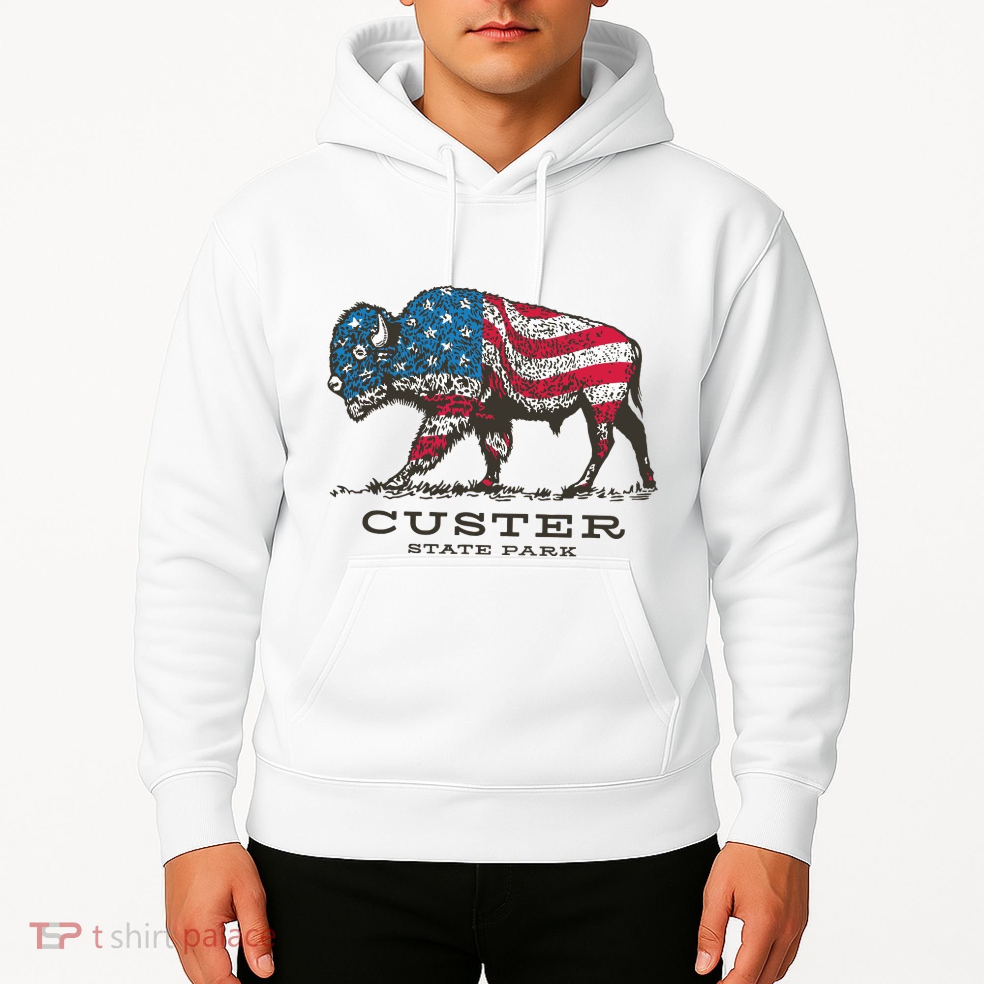Custer State Park South Dakota Buffalo Roundup Patriotic Hoodie