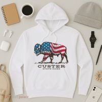 Custer State Park South Dakota Buffalo Roundup Patriotic Hoodie thumb 3