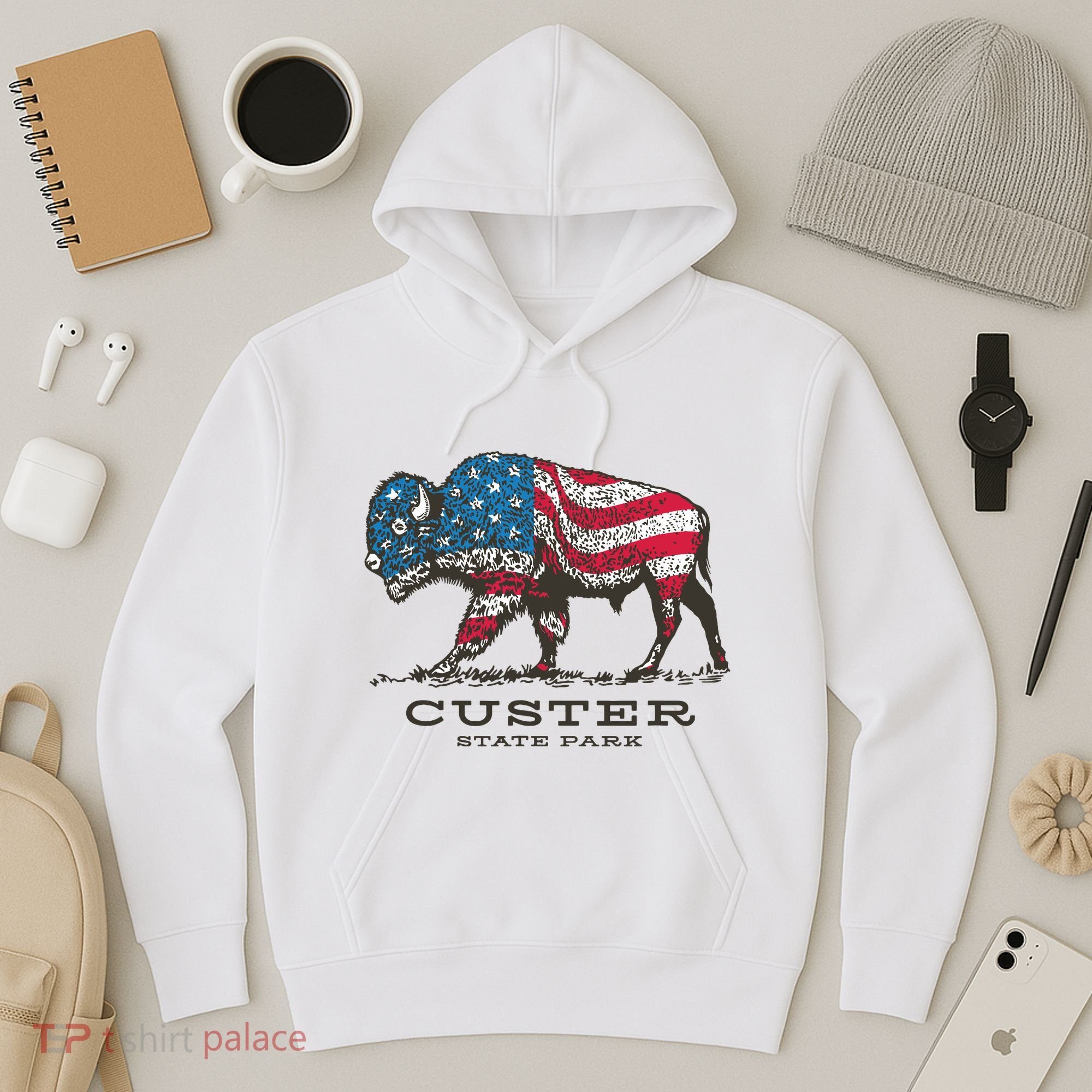Custer State Park South Dakota Buffalo Roundup Patriotic Hoodie