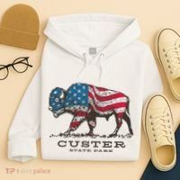 Custer State Park South Dakota Buffalo Roundup Patriotic Hoodie thumb 4