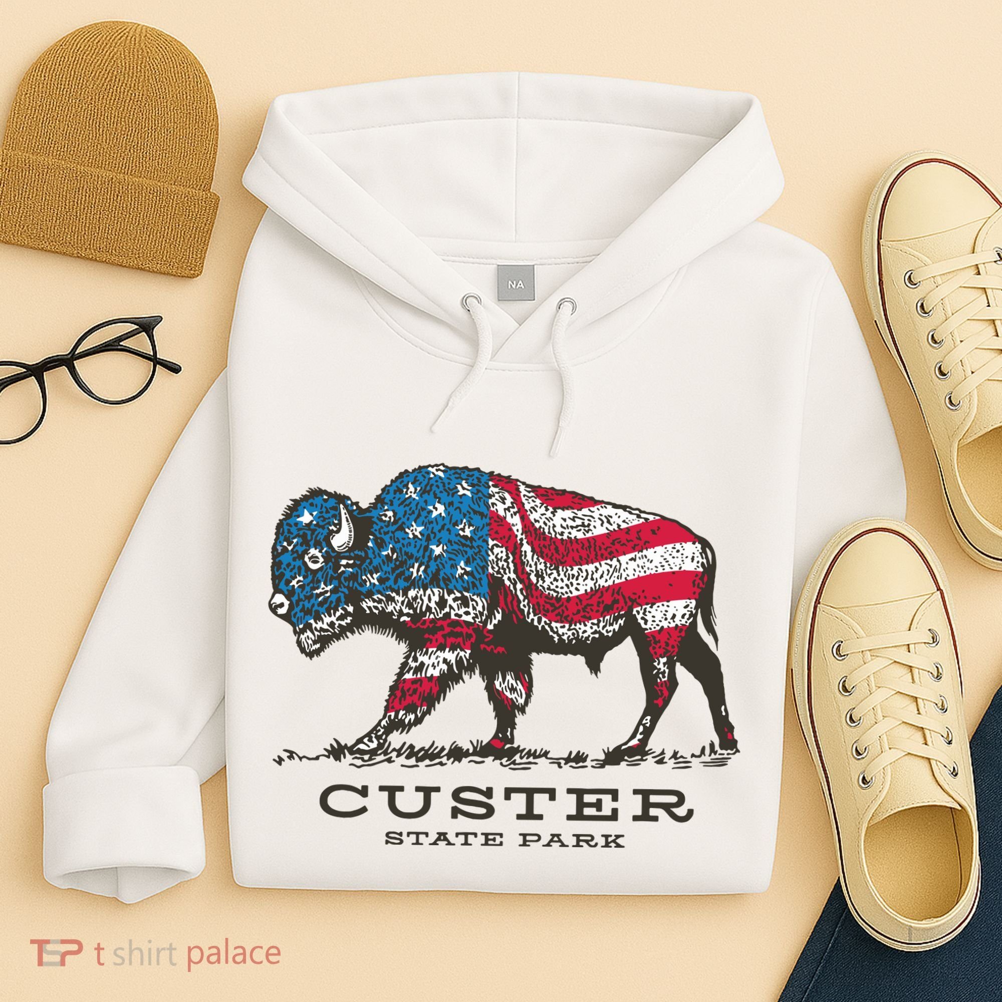 Custer State Park South Dakota Buffalo Roundup Patriotic Hoodie