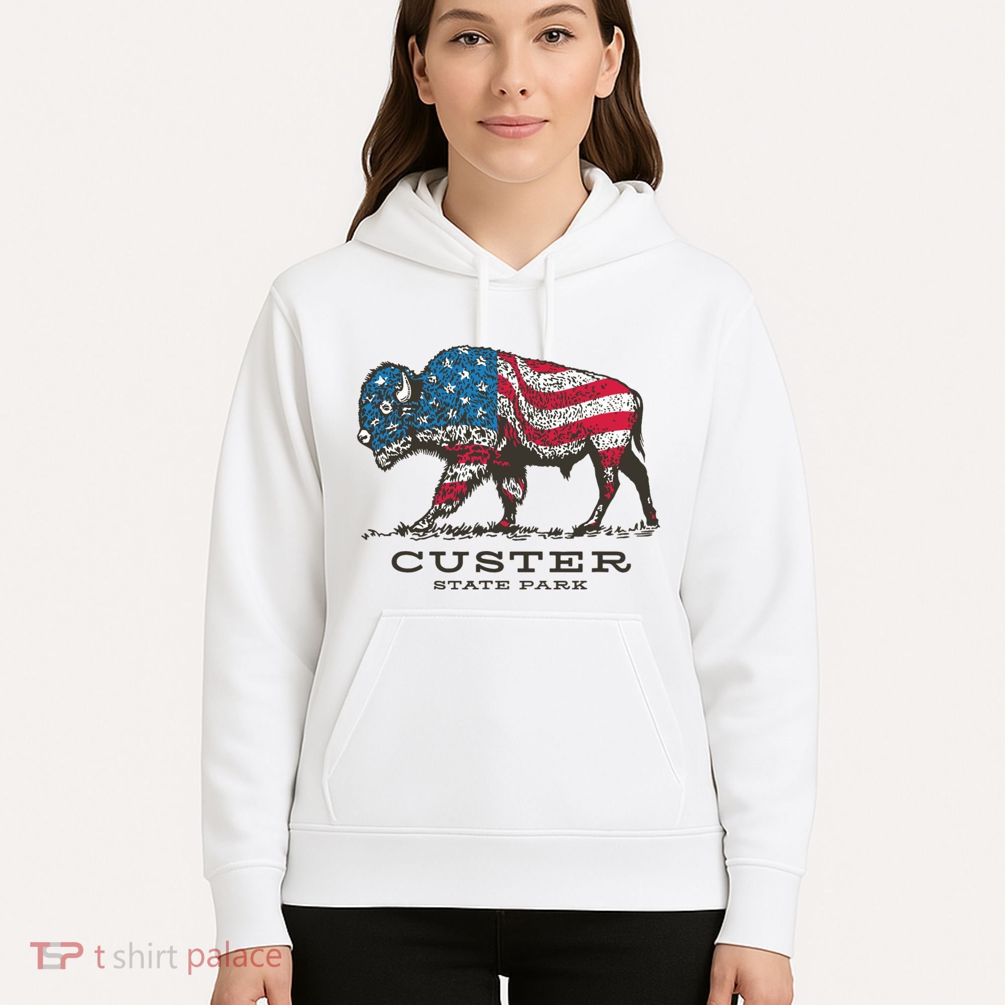 Custer State Park South Dakota Buffalo Roundup Patriotic Hoodie