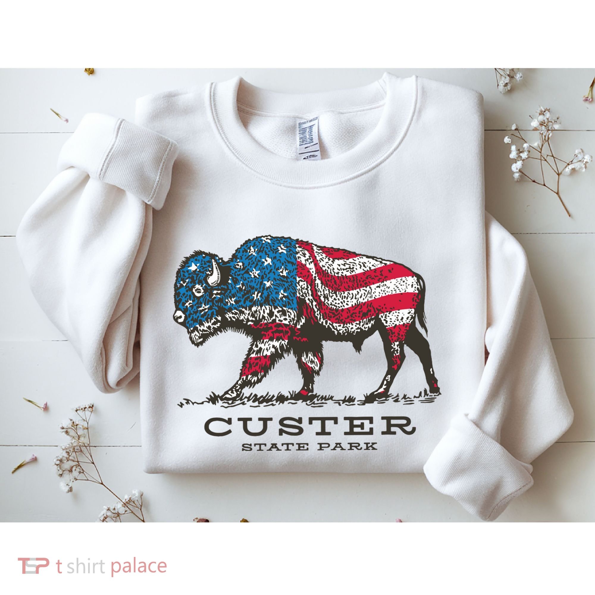 Custer State Park South Dakota Buffalo Roundup Patriotic Sweatshirt
