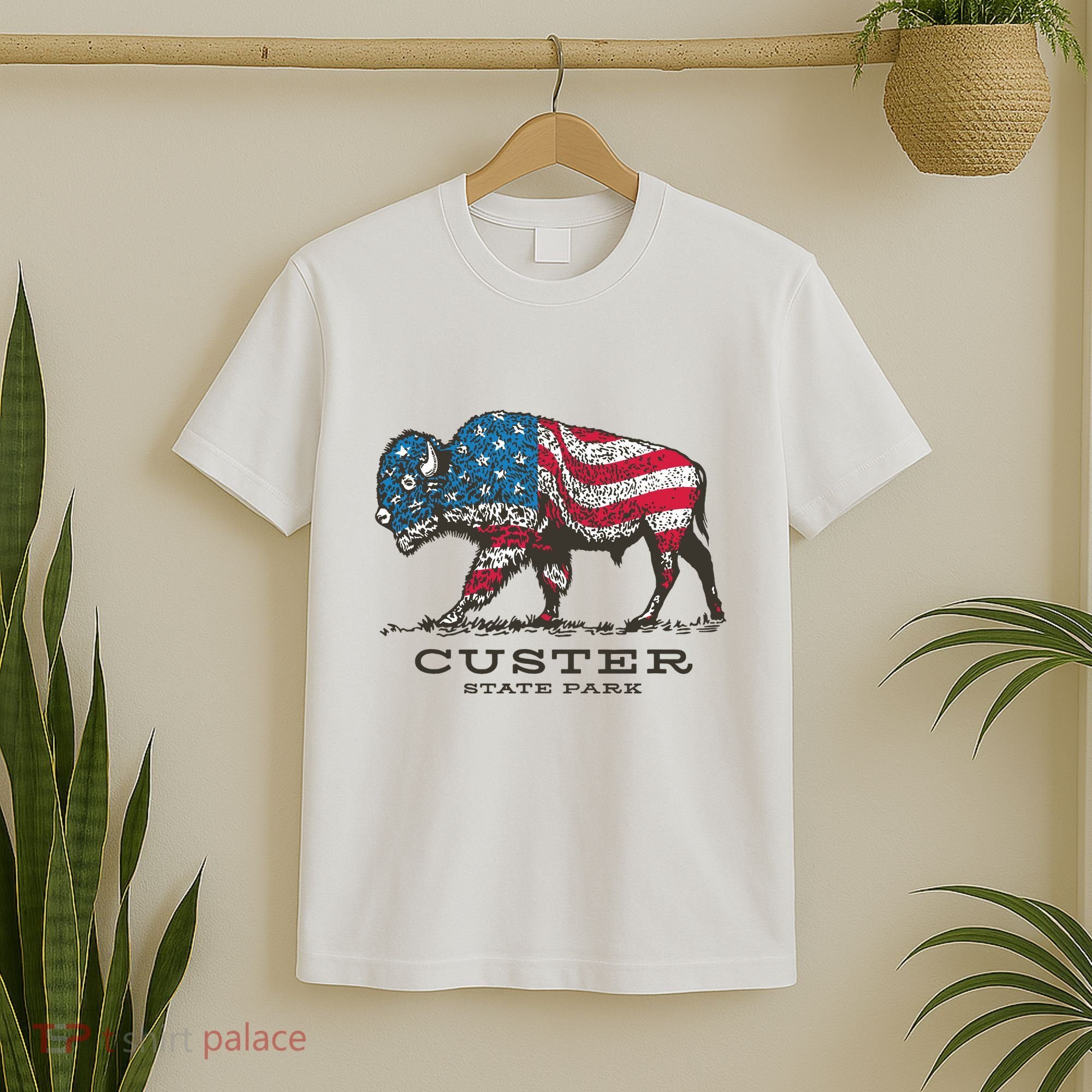 Custer State Park South Dakota Buffalo Roundup Patriotic T-Shirt