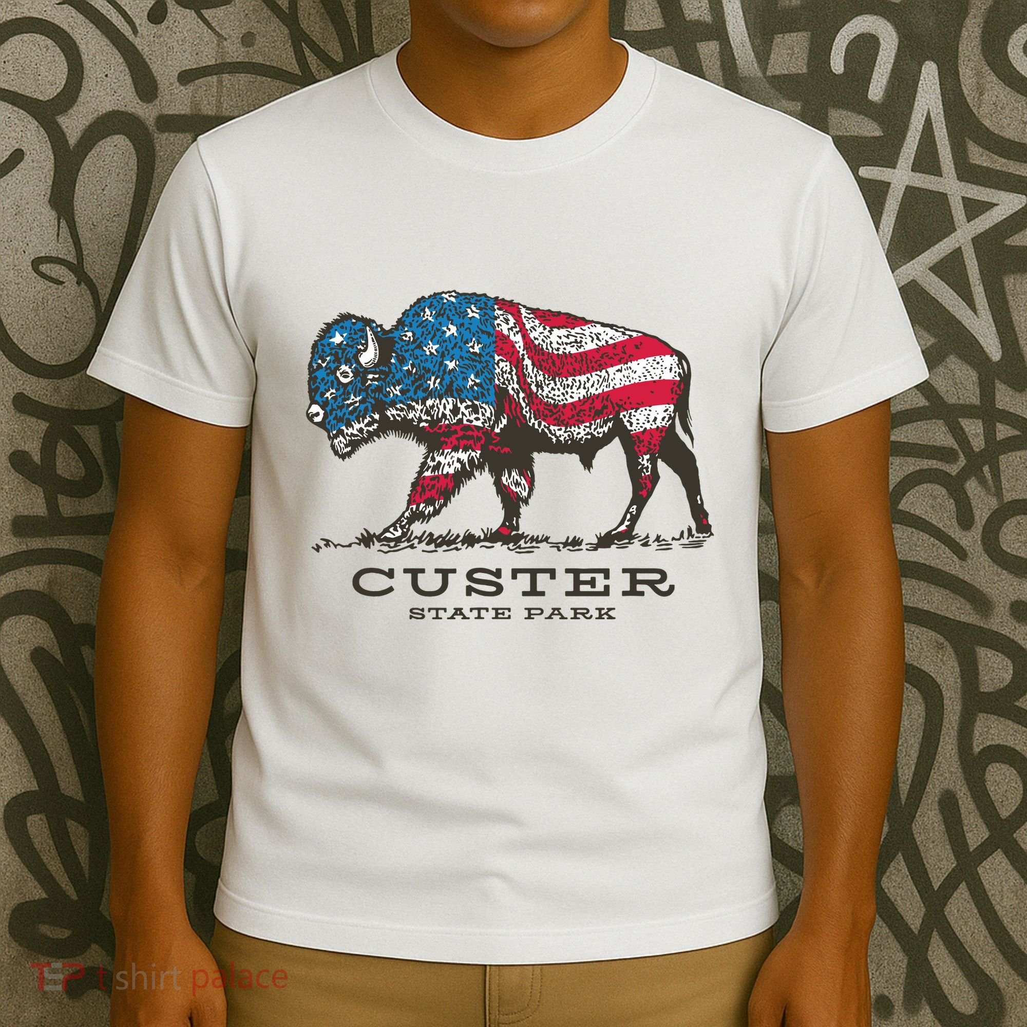 Custer State Park South Dakota Buffalo Roundup Patriotic T-Shirt