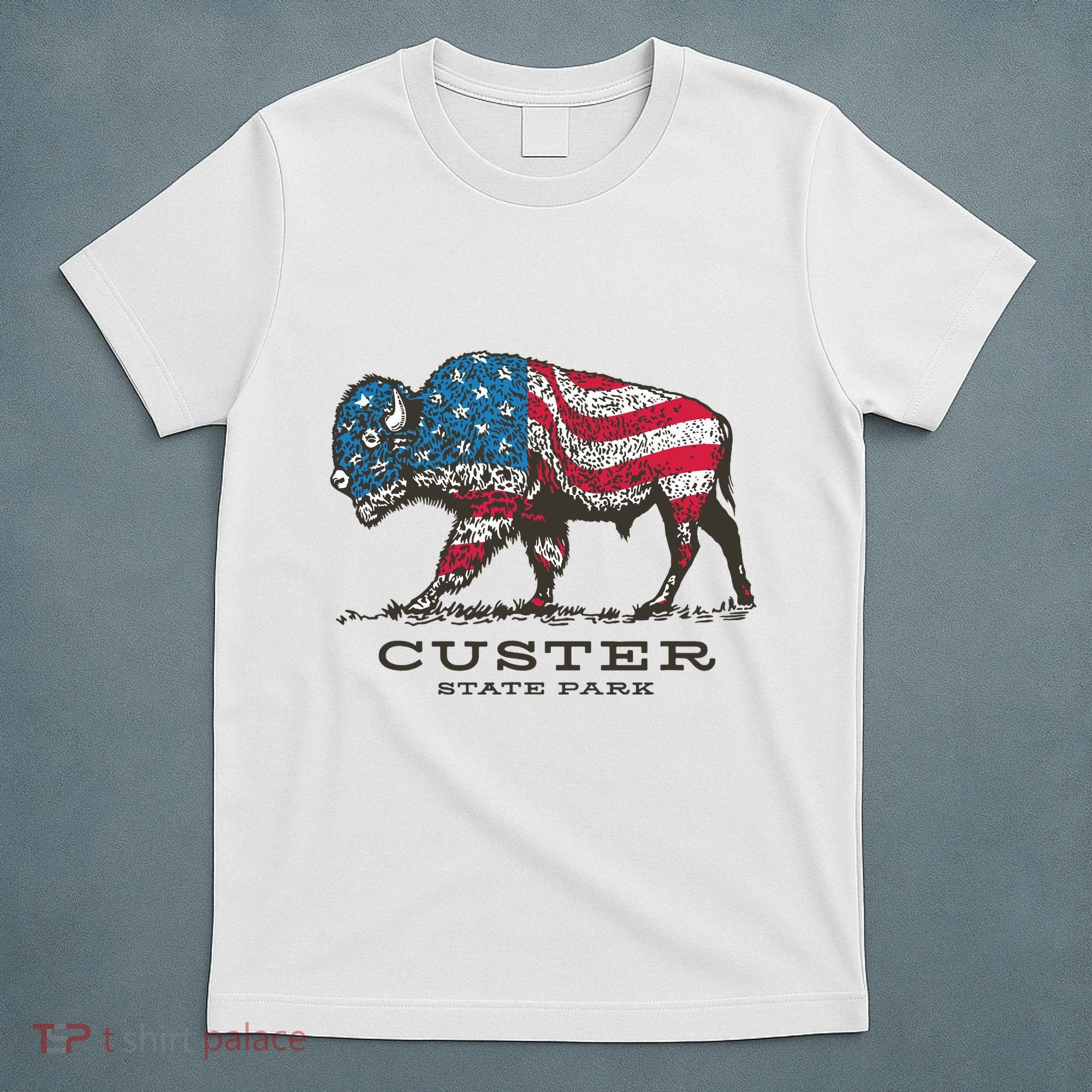 Custer State Park South Dakota Buffalo Roundup Patriotic T-Shirt