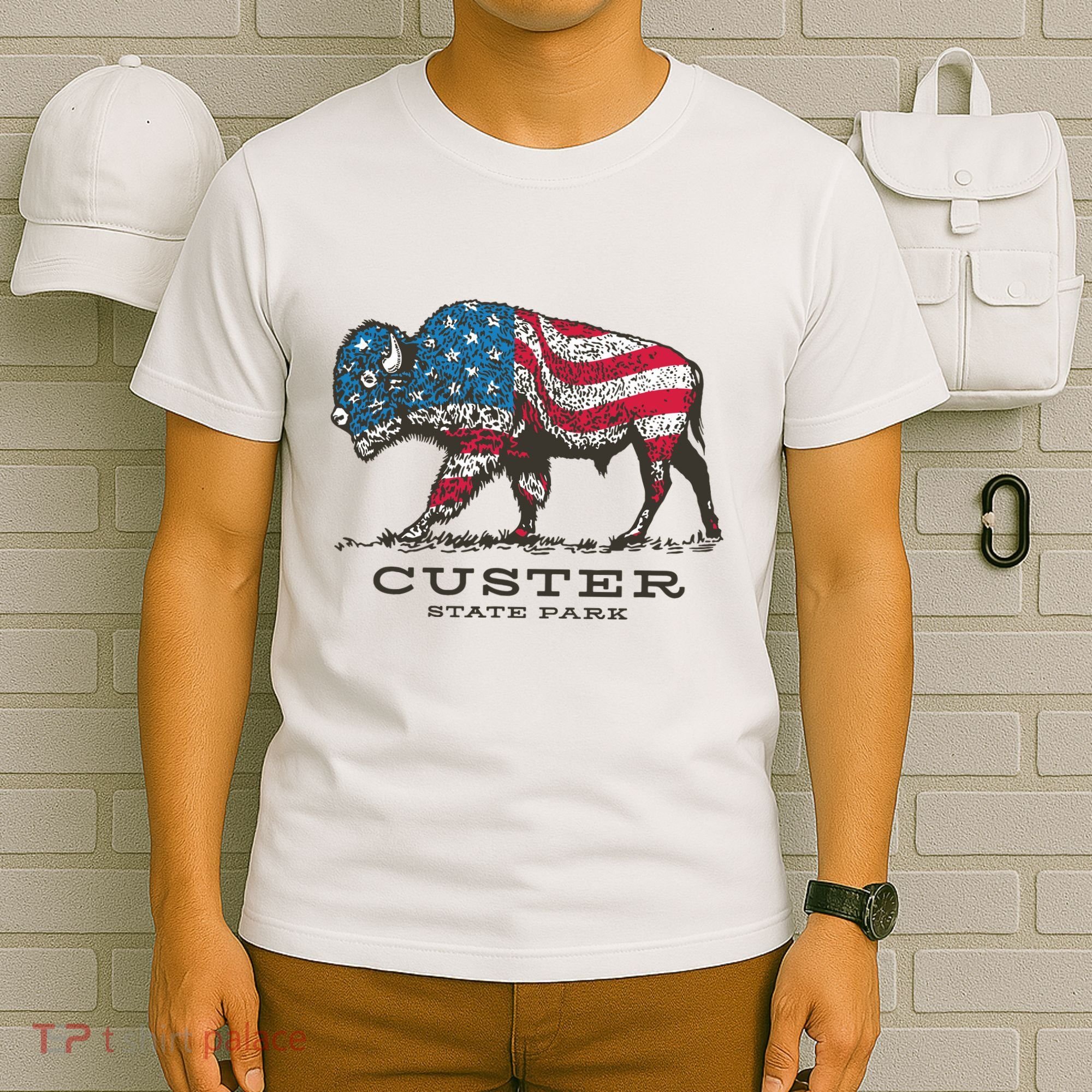 Custer State Park South Dakota Buffalo Roundup Patriotic T-Shirt