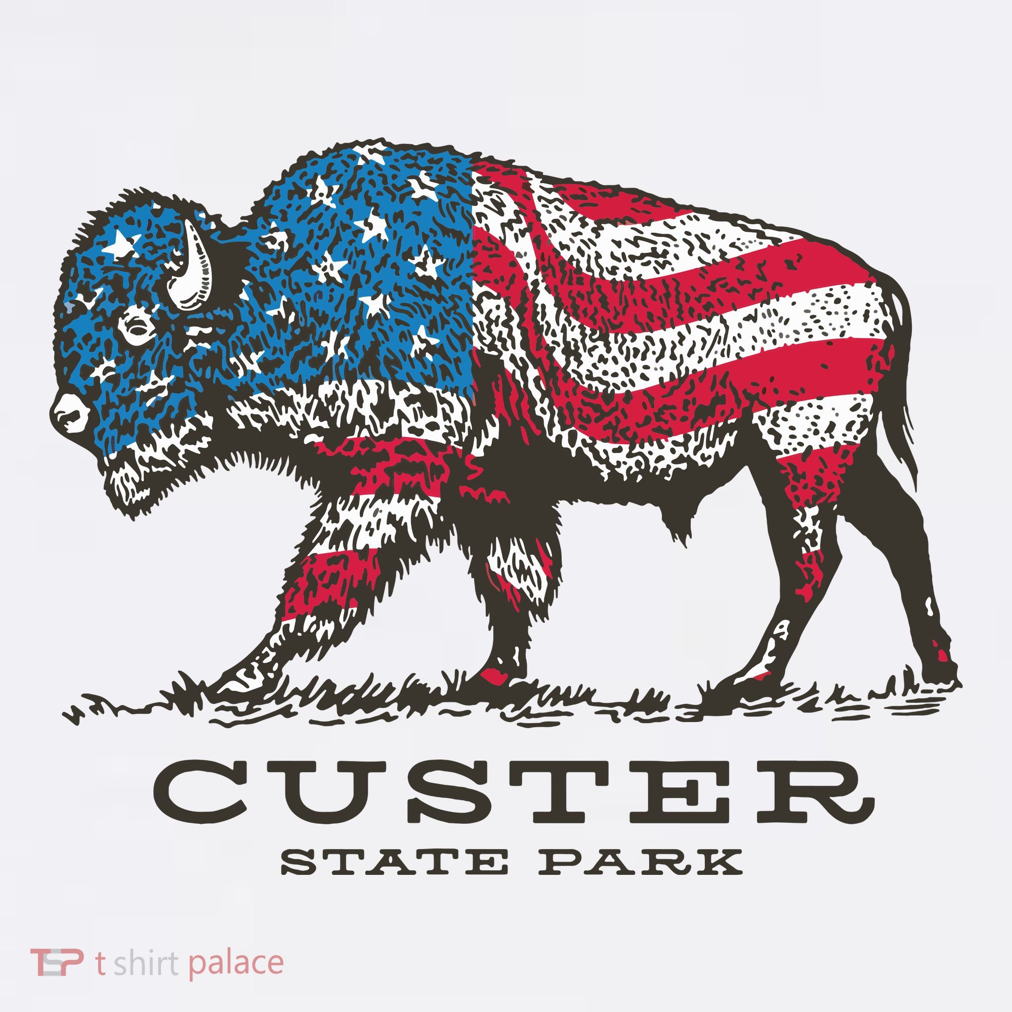 Custer State Park South Dakota Buffalo Roundup Patriotic T-Shirt