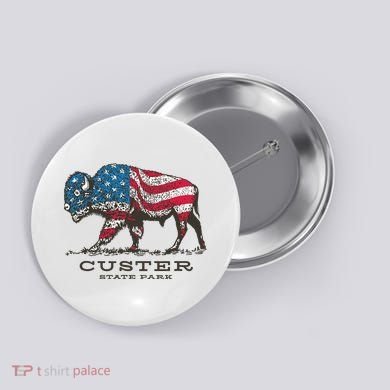 Custer State Park South Dakota Buffalo Roundup Patriotic Button