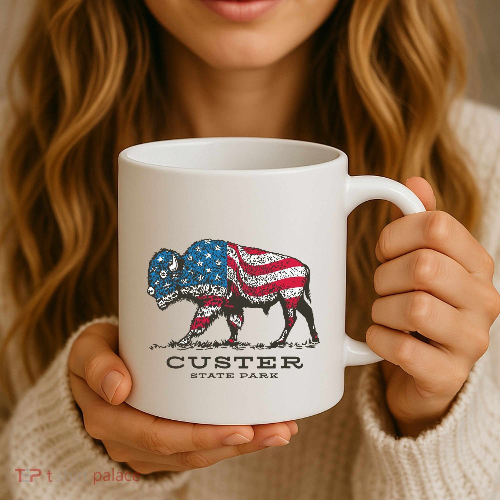 Custer State Park South Dakota Buffalo Roundup Patriotic Coffee Mug