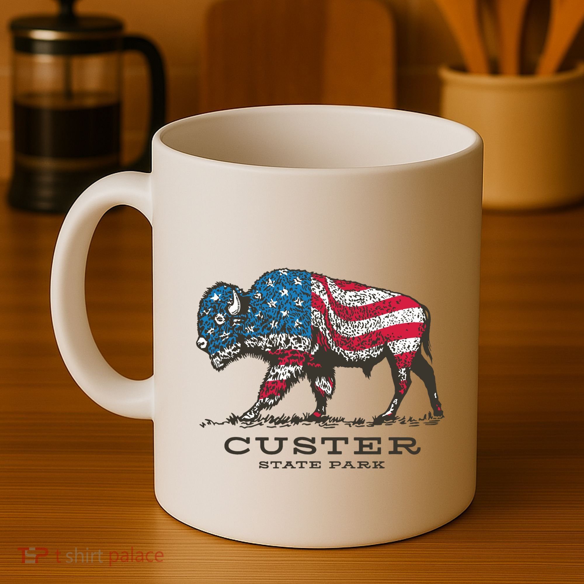Custer State Park South Dakota Buffalo Roundup Patriotic Coffee Mug