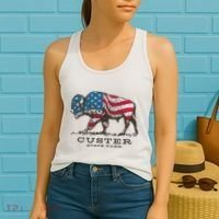 Custer State Park South Dakota Buffalo Roundup Patriotic Women's Tank Top thumb 2