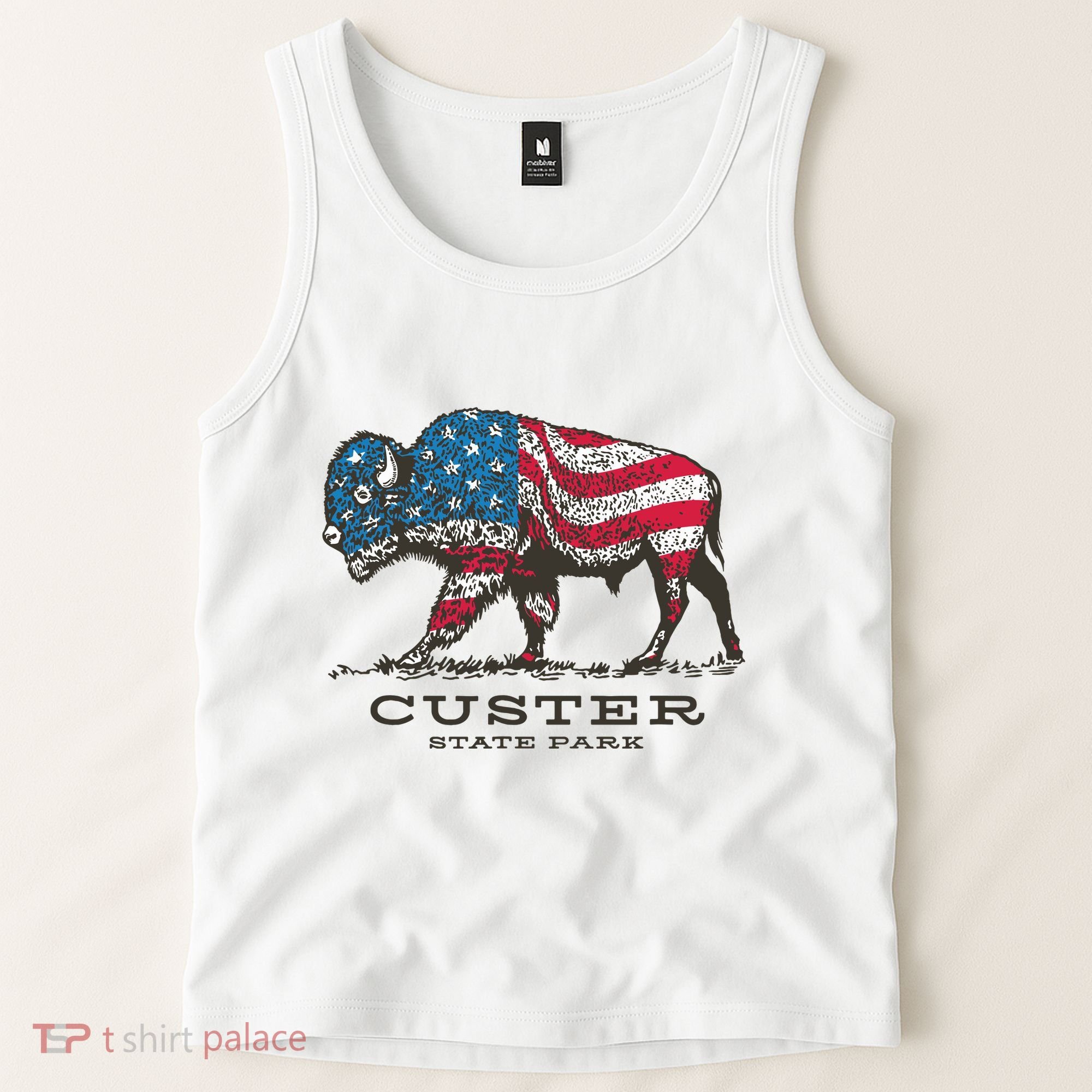 Custer State Park South Dakota Buffalo Roundup Patriotic Tank Top